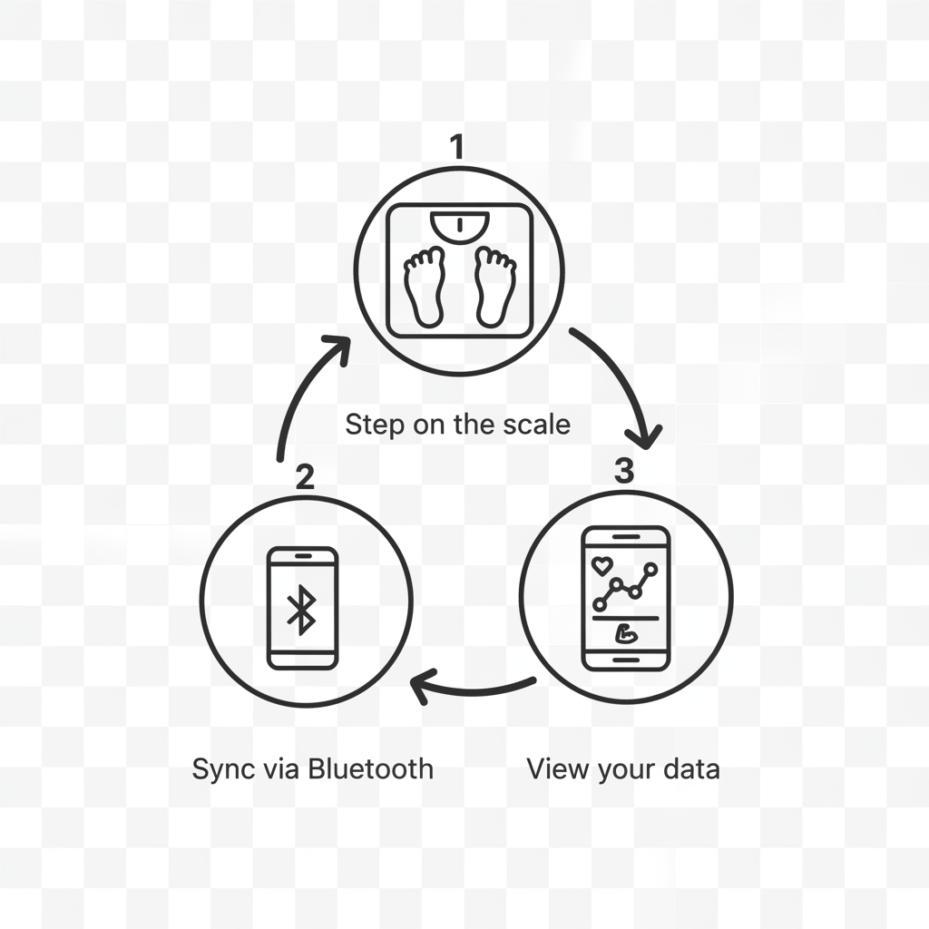 Diagrama circular pasos báscula fondo transparente